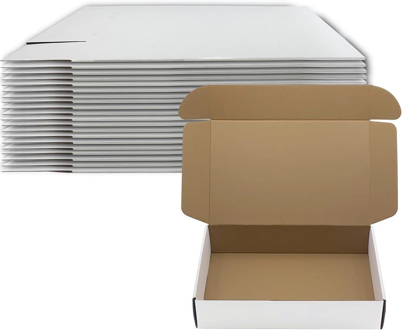 Livejun 14x9x3 inch Shipping Boxes Set of 20， White Corrugated Cardboard Box Mailer Boxes for Packaging Small Business Shipping，Mailing Boxes Bulk for Birthday Wedding Party Book Literature Gift Giving - Image 1